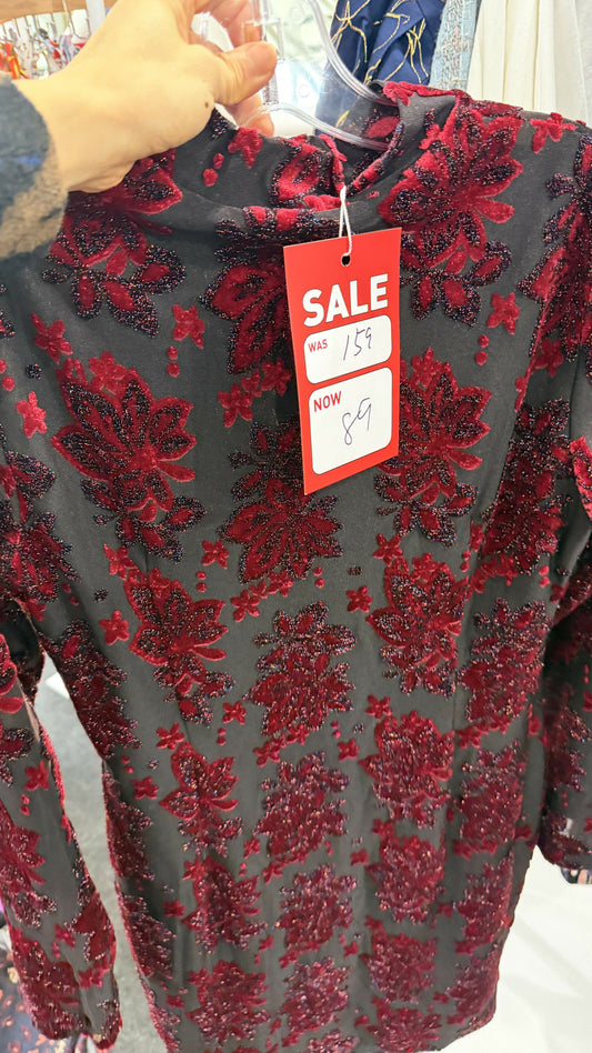 Red floral mini dress