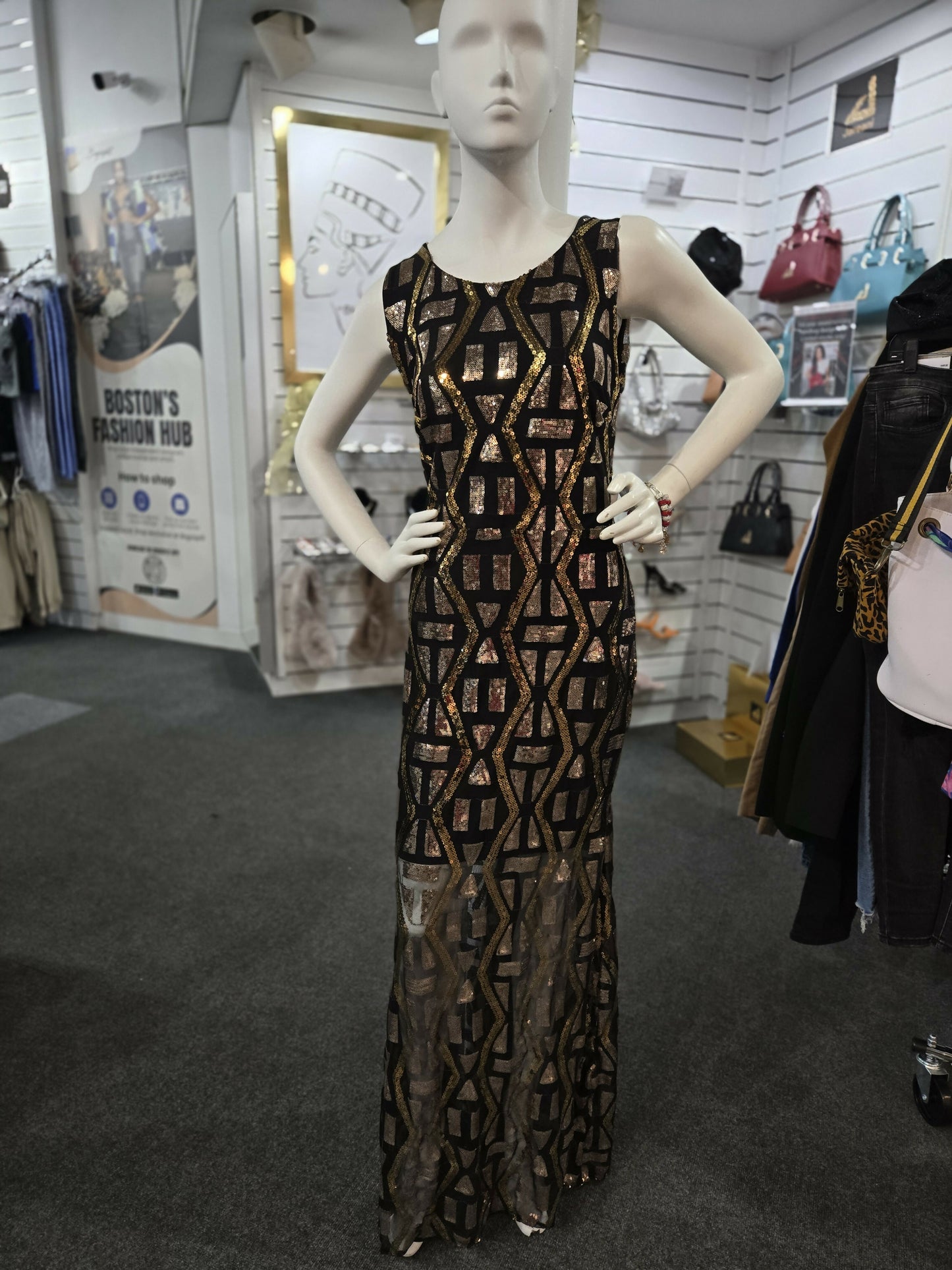 Black and gold plus size dress