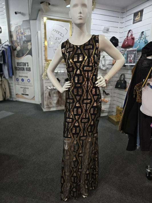 Black and gold plus size dress