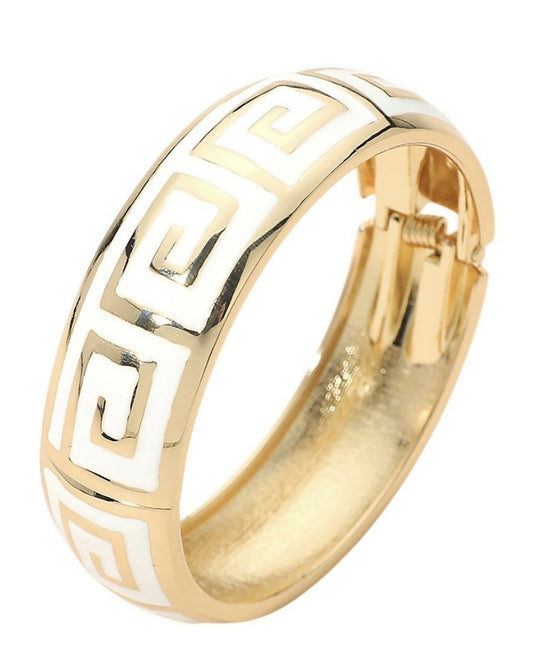 Gold/White Hinged Bracelet