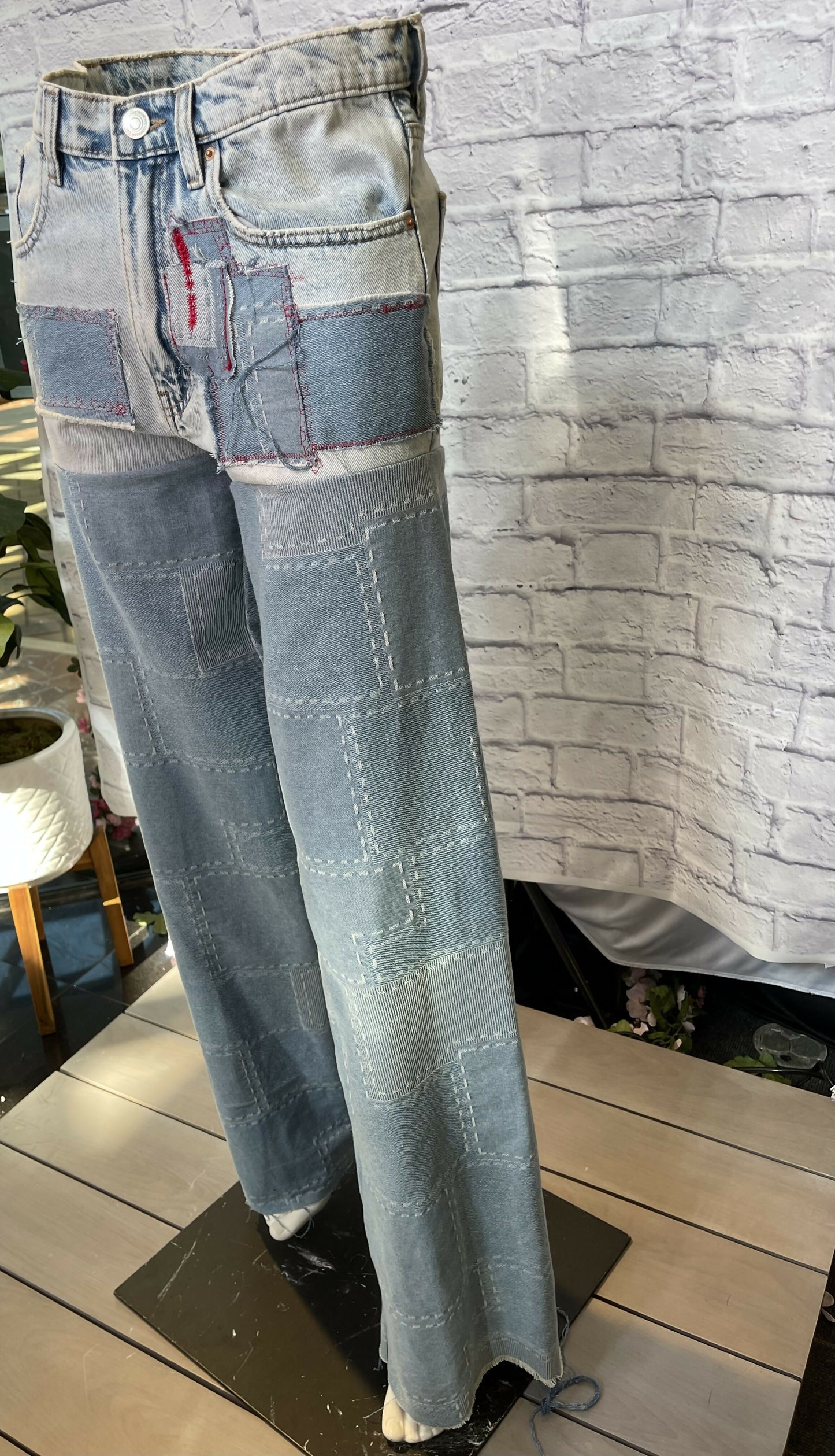 Denim jeans with patchwork