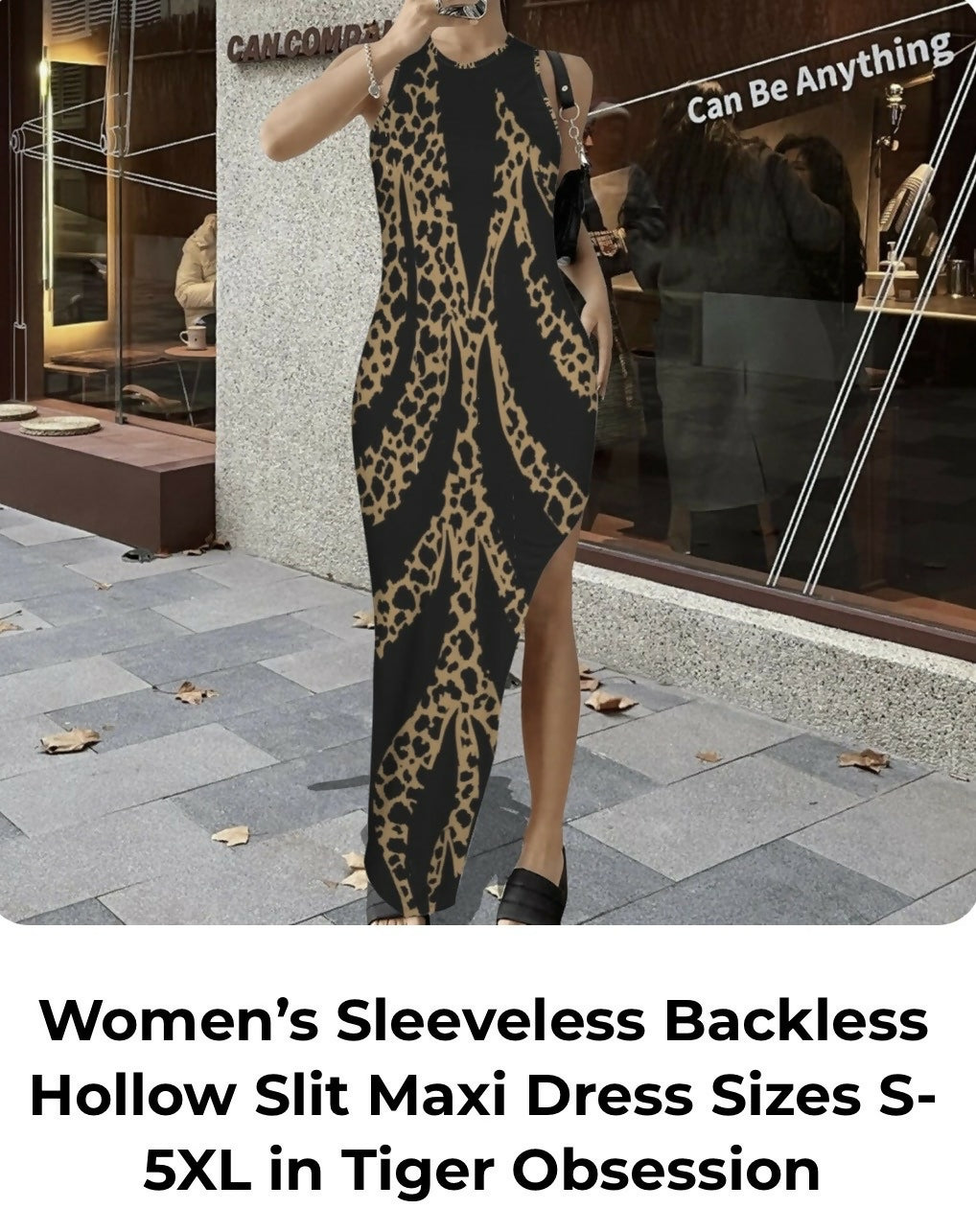 Women’s sleeveless Backless Hollow Slit Maxi dress Sizes S-5XL