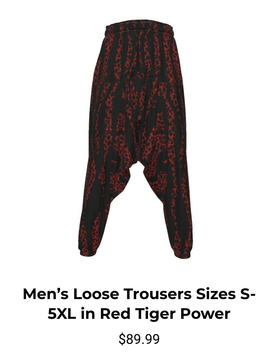 Men’s Loose Harem Pants Scuba Fabric Sizes S-5XL