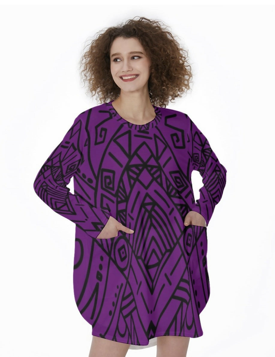 Casual Loose Long Sleeve Dress Sizes S-5XL in The Sahara