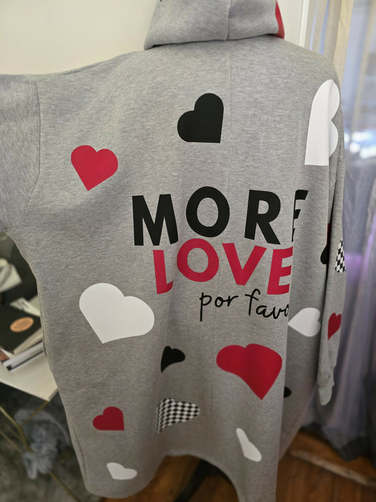 More Love Long Hoodie Jacket RED