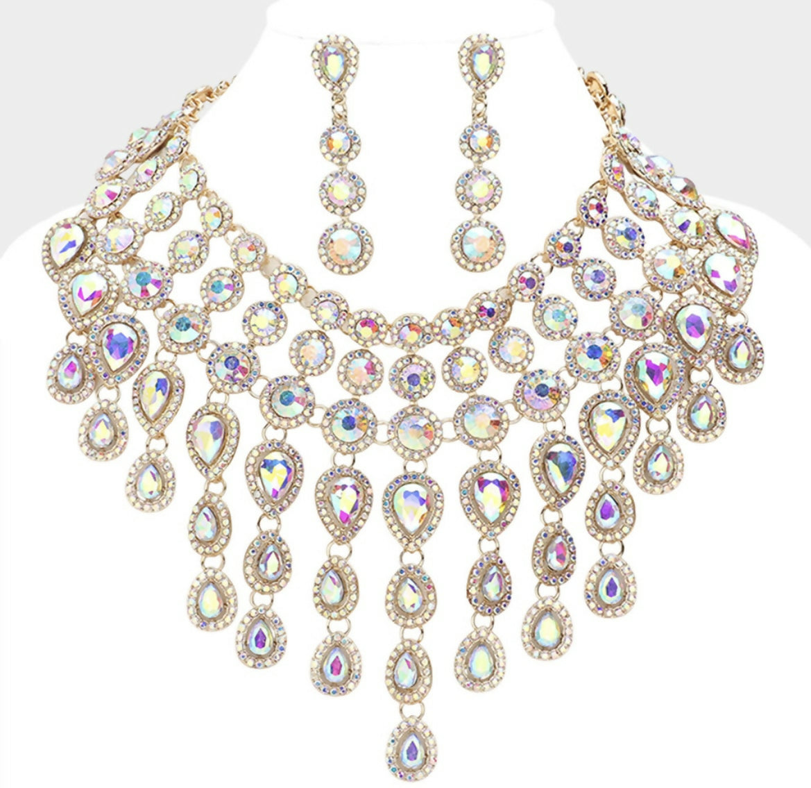 AB Bib Necklace With Earrings