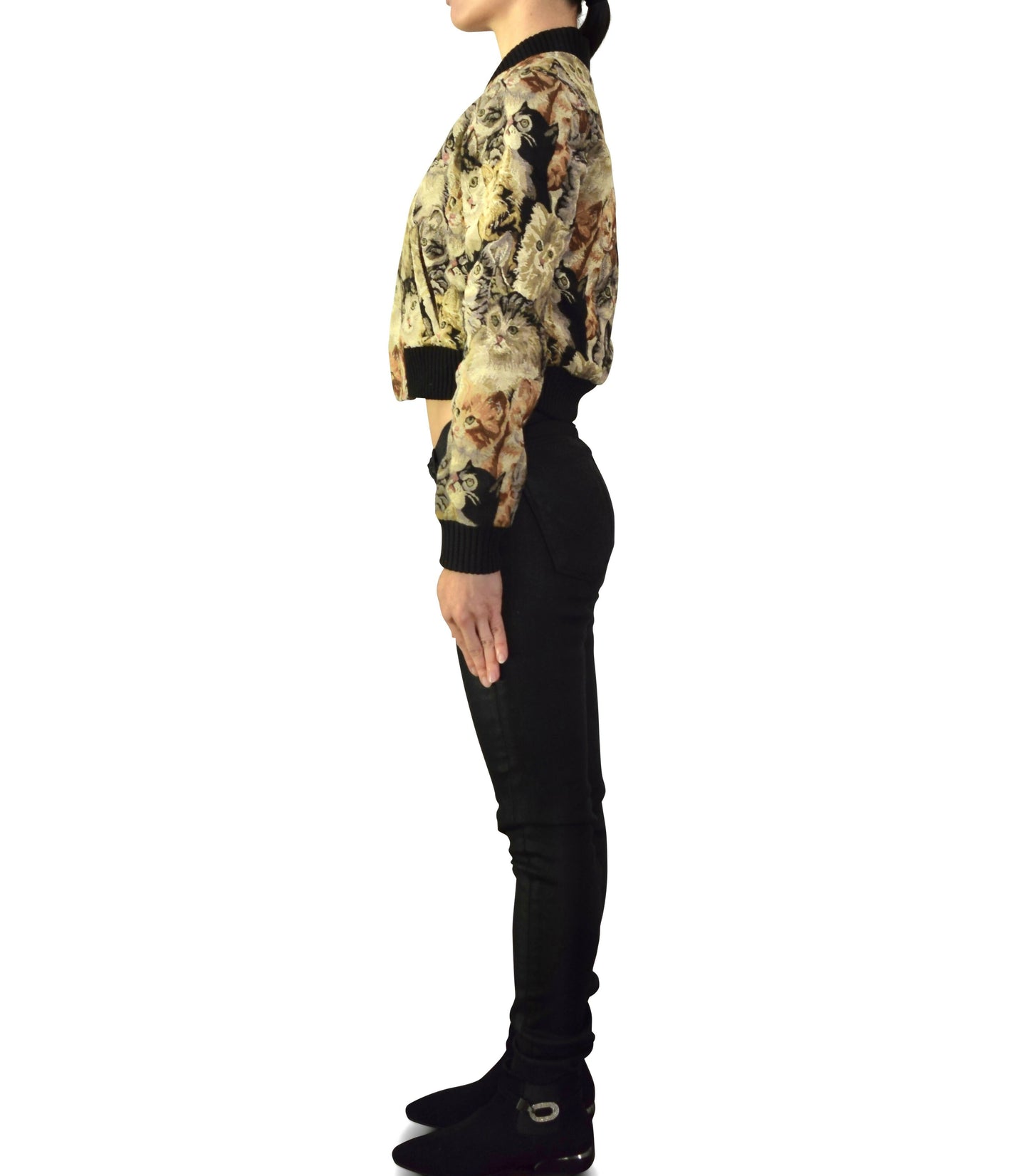 Cat printed bomber jacket woman