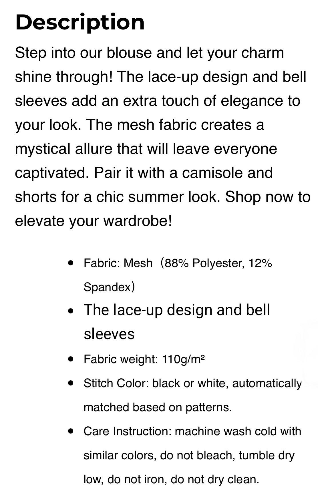 Women’s Bell Sleeve Sheer Chiffon Blouse Sizes S-5-XL