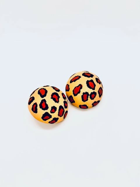 DOME EARRINGS - LEOPARD PRINT