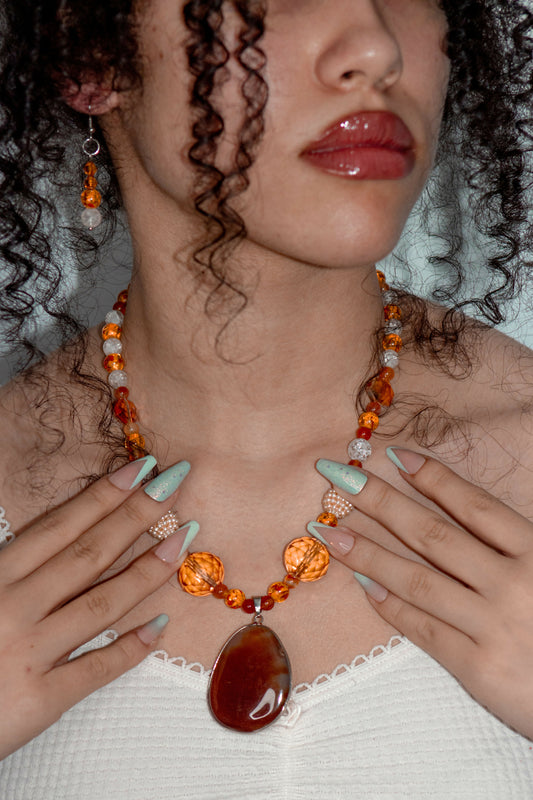 Orange Brown necklace set