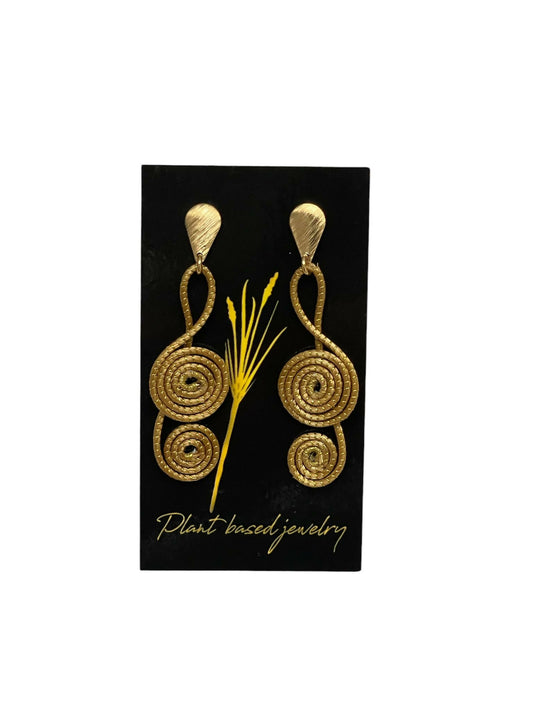 Golden Grass Double Plate Earring 