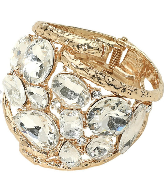 Glass Stone Hinged Bracelet