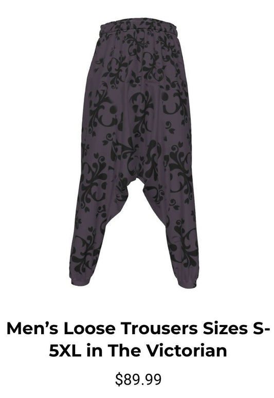 Men’s Loose Harem Pants Scuba Fabric Sizes S-5XL