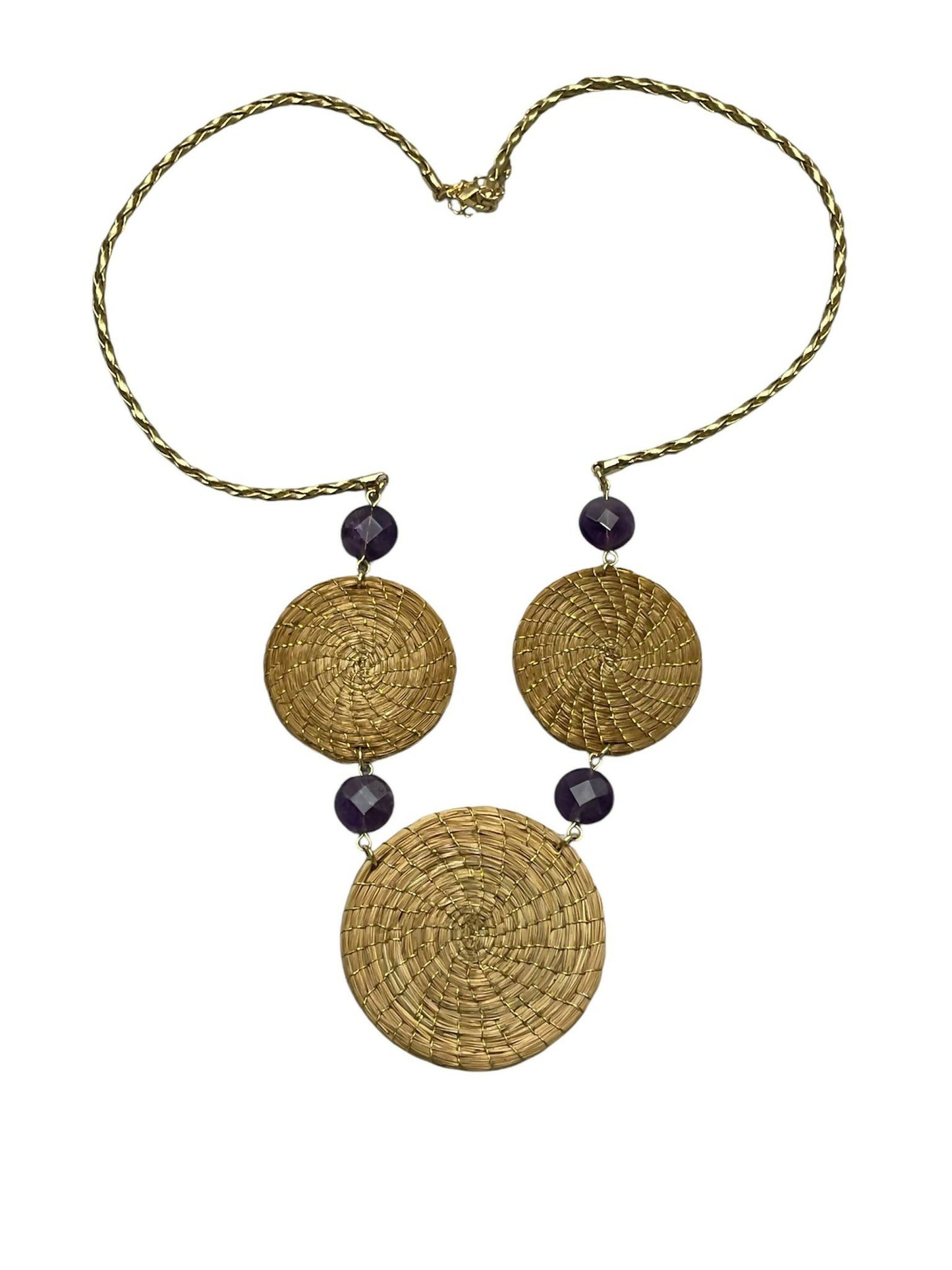 3 Mandalas Golden Grass Necklace