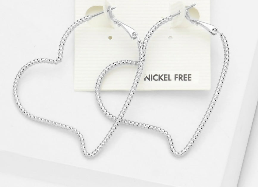 Silver Heart Hoops (smaller)