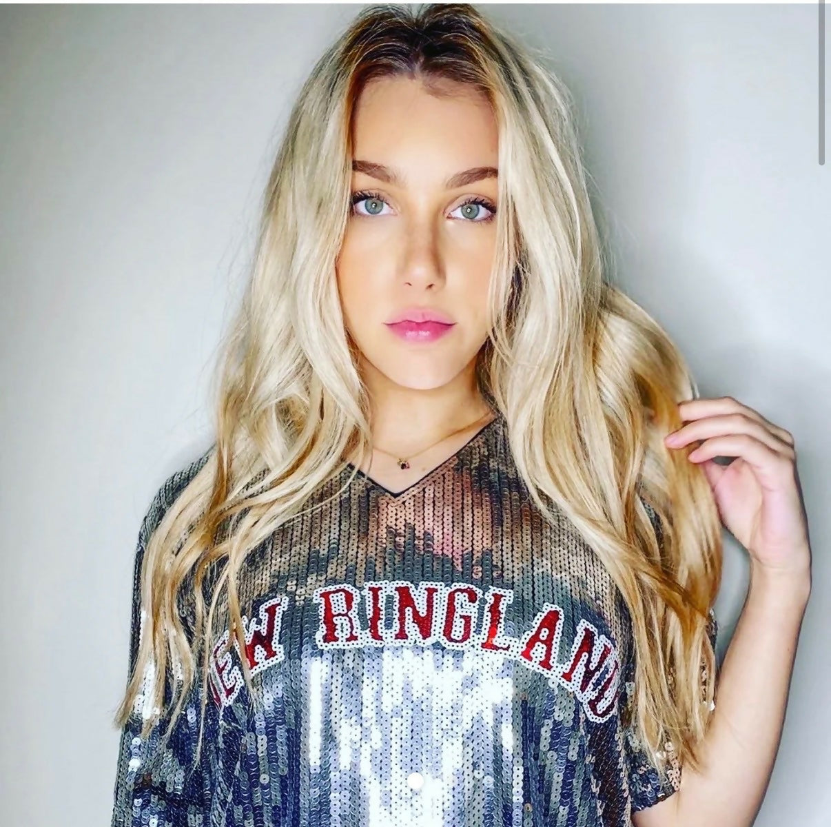 Silver Sequin Patriots Jersey