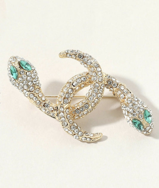 Rhinestone Snake Brooch