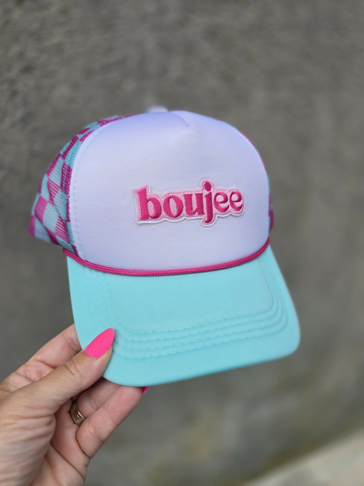 Boujee Two Tone Checkered Trucker Hat