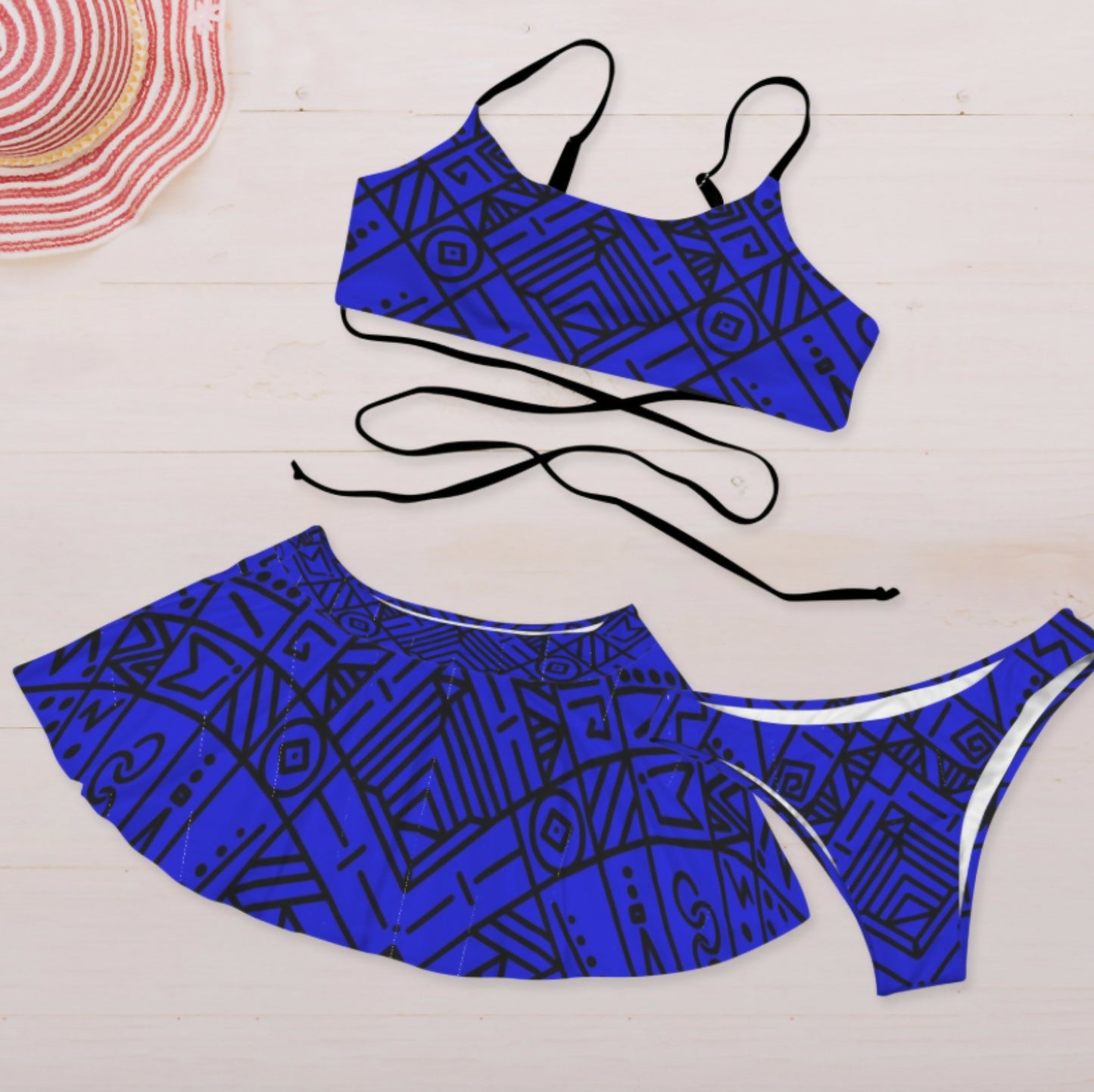 Women's Lace Up 3 Piece Bikini Sets Sizes S-5XL in The Sahara