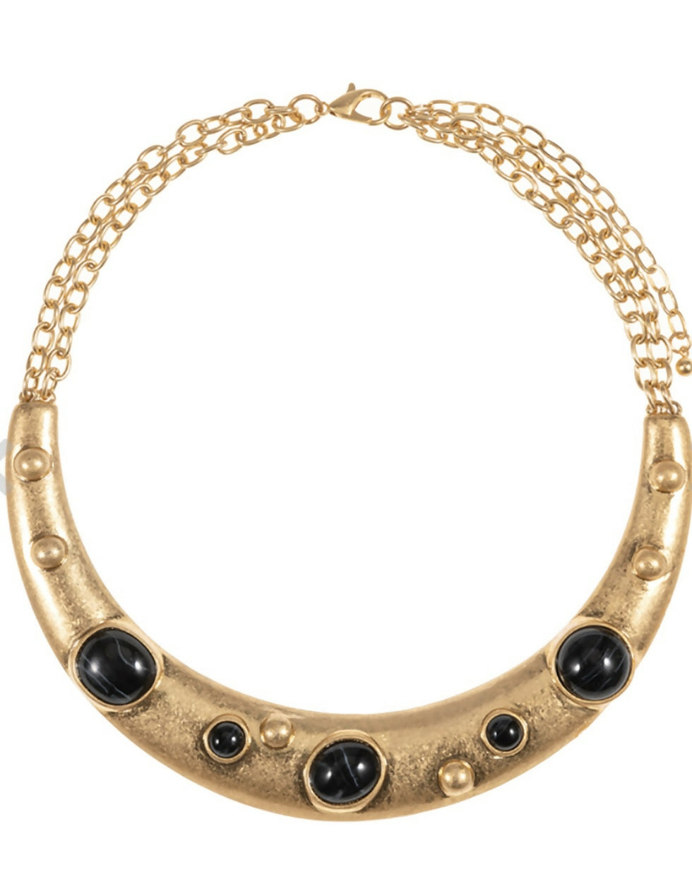 Black Stone Metal Bar Choker