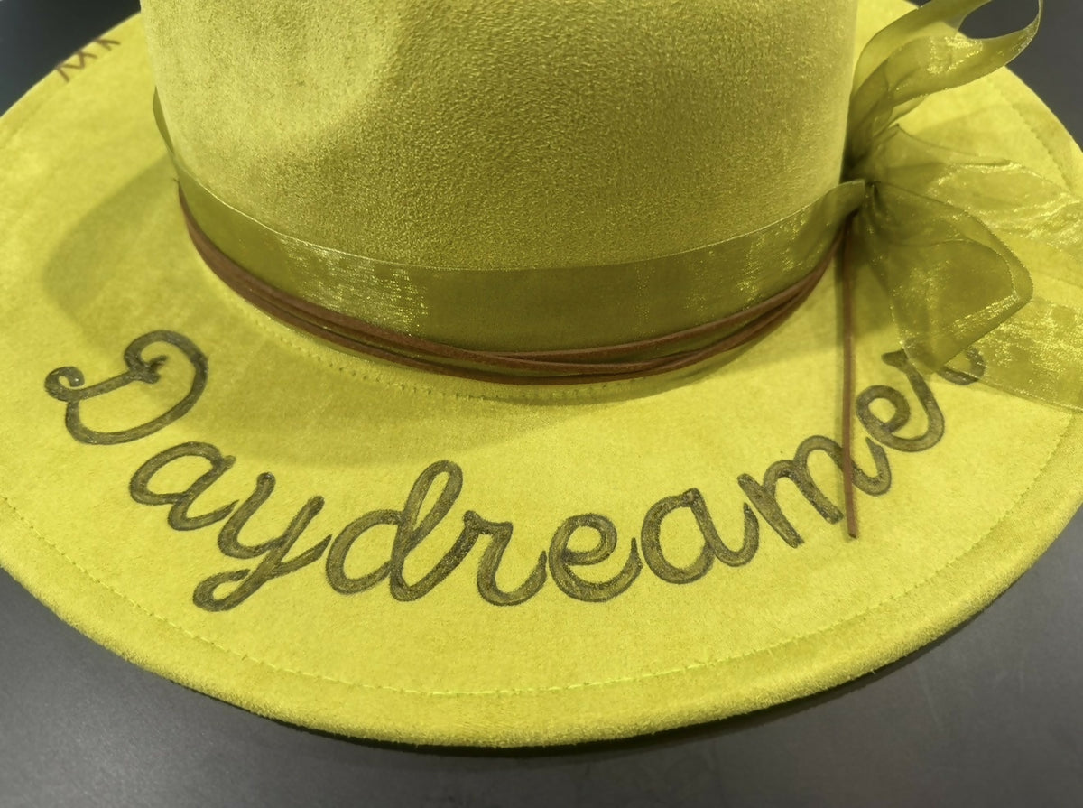 Fedora Custom Hat burned with Daydreamer & Feathers Unisex