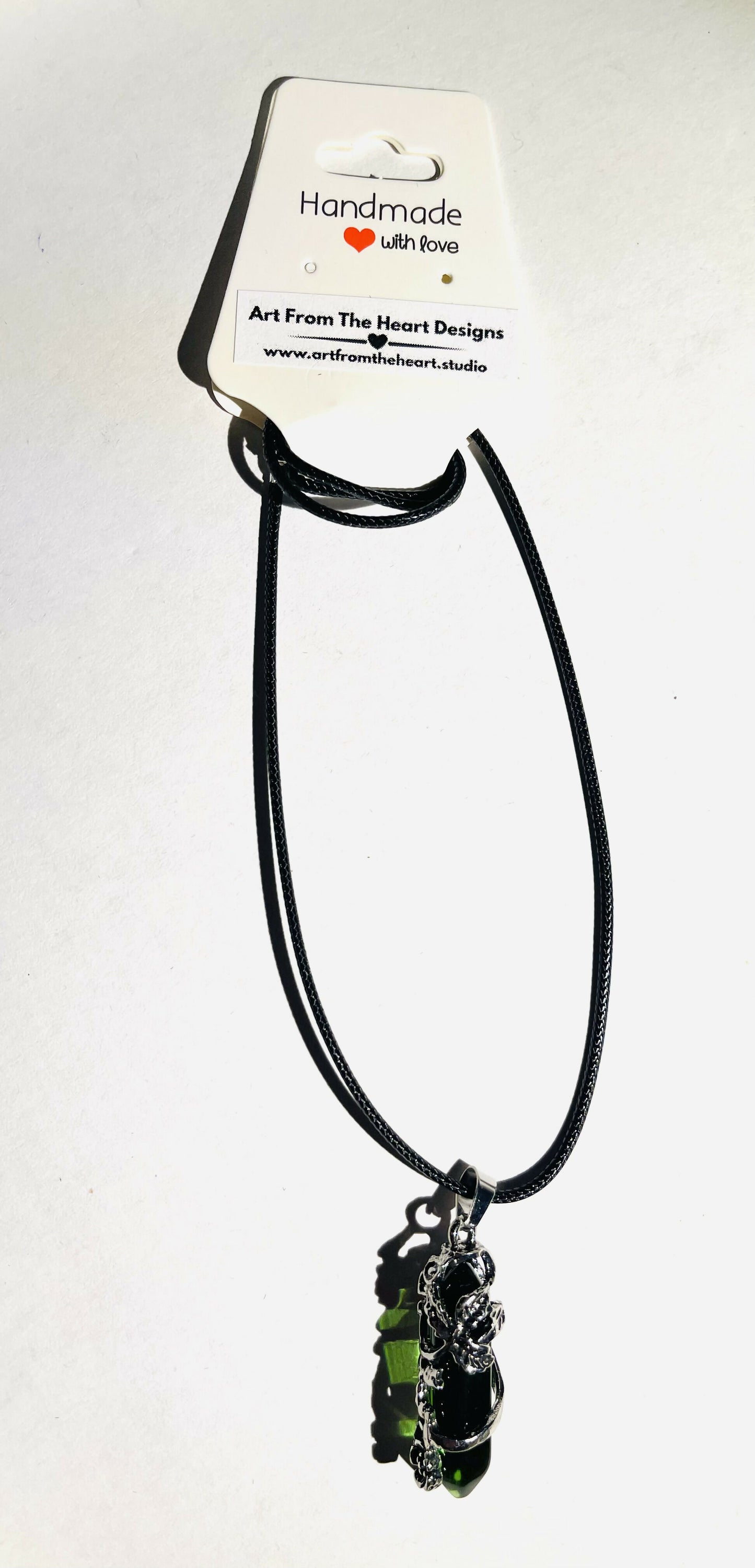 Gemstone Wrapped in Silver Flower Necklace