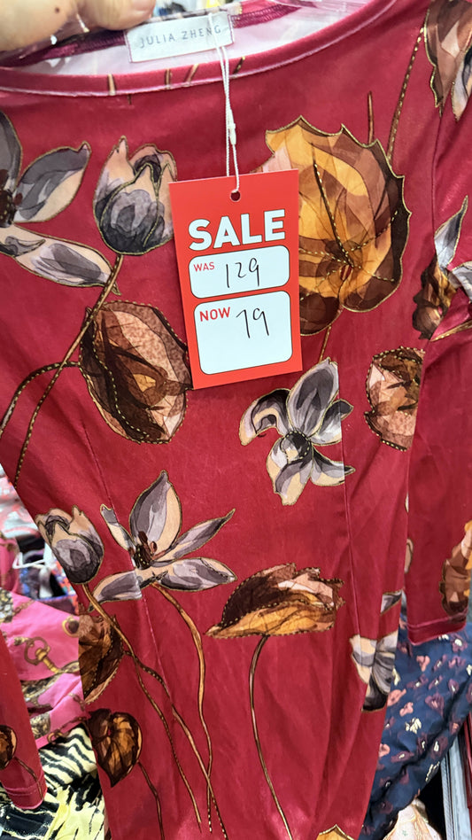 Red floral mini dress