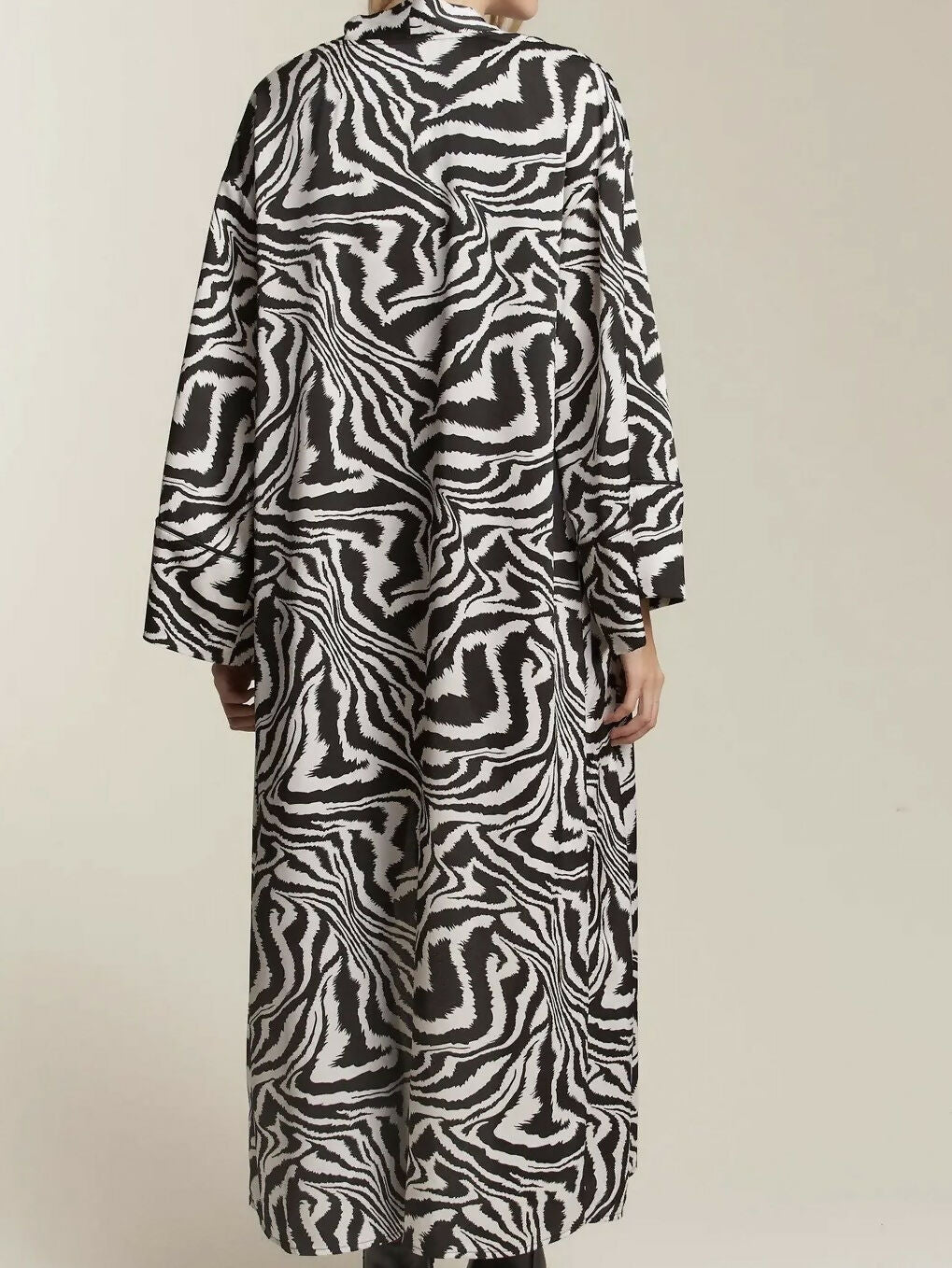 Zebra Print Open Maxi Cardigan
