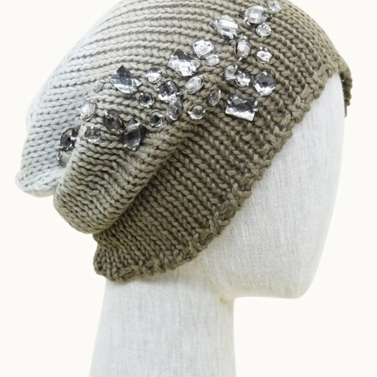 olive jeweled beanie