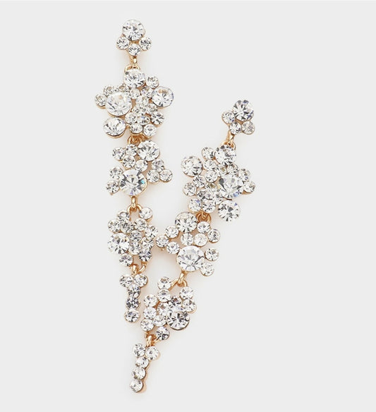 Rhinestone/Gold Bubble Cluster Earring