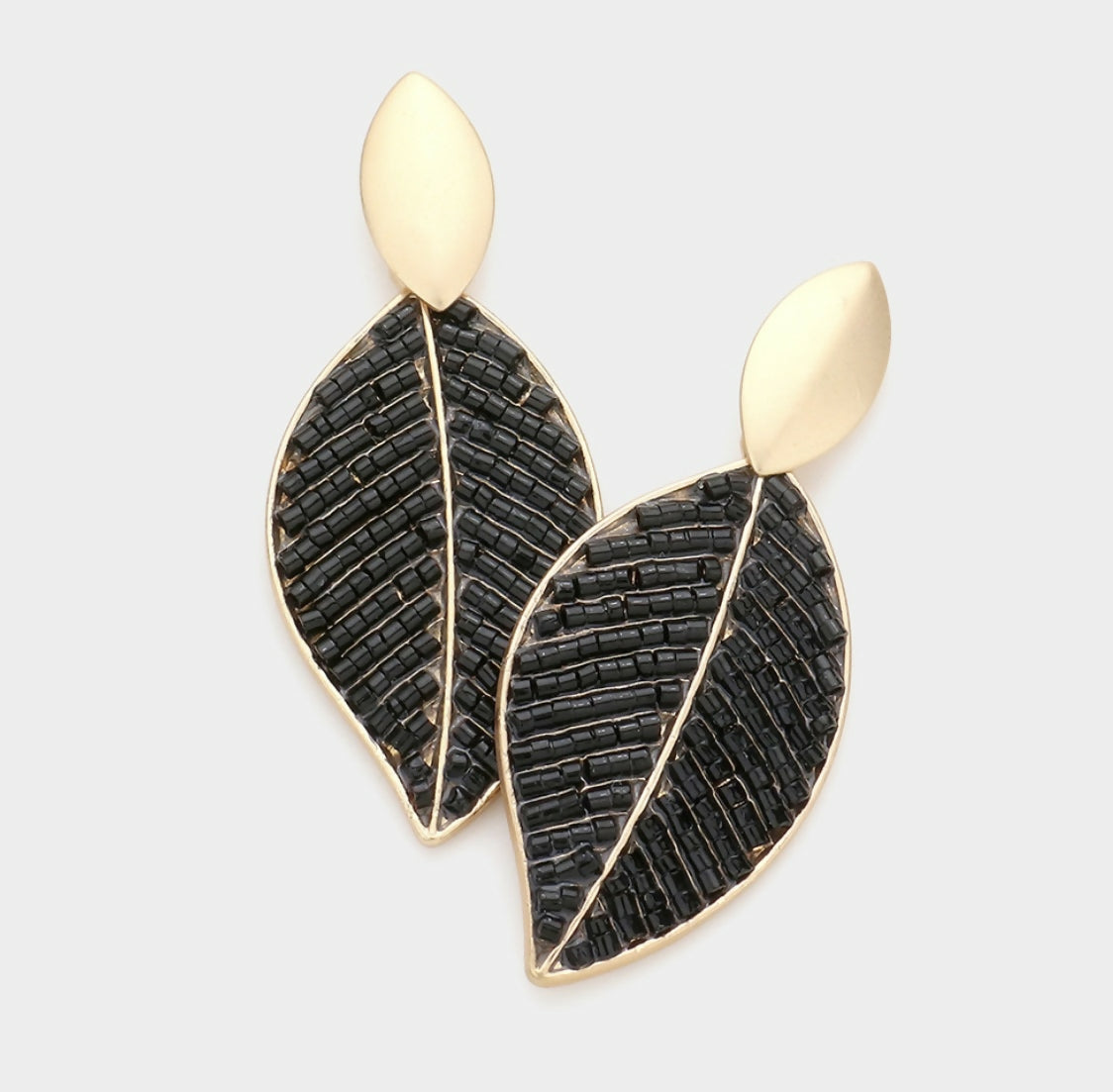 Gold & Black Leaf Earring