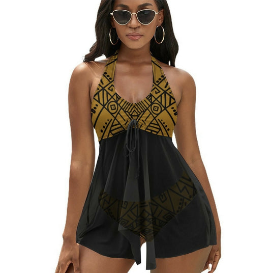 Halter Neck Swimwear Customizable Women's Tankini Set