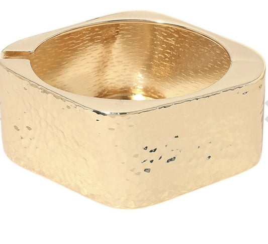 Gold Wide Hammered Bracelet