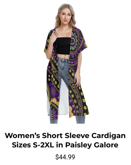 Women’s Short Sleeve Kimono Sizes S-2XL