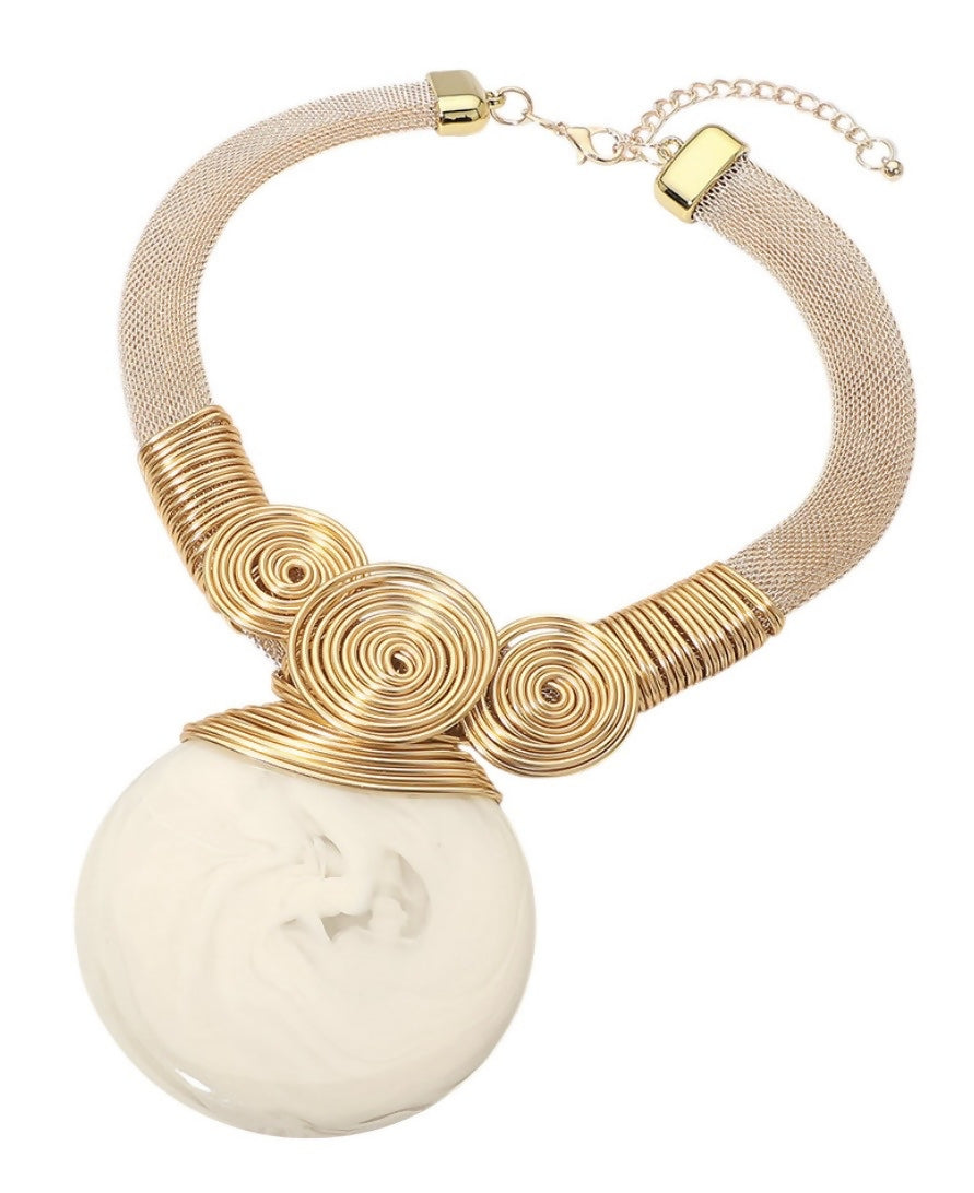 Gold/White Resin Pendant