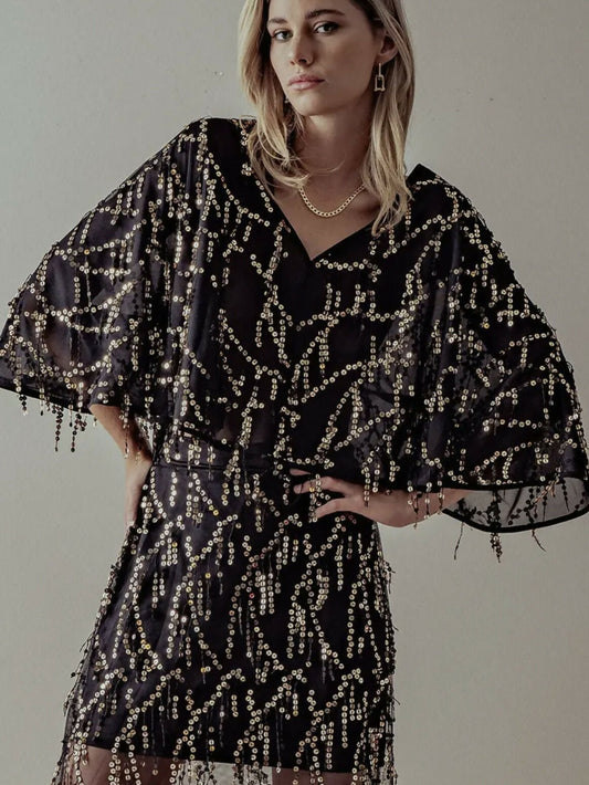 SEQUIN CAPE BLOUSE