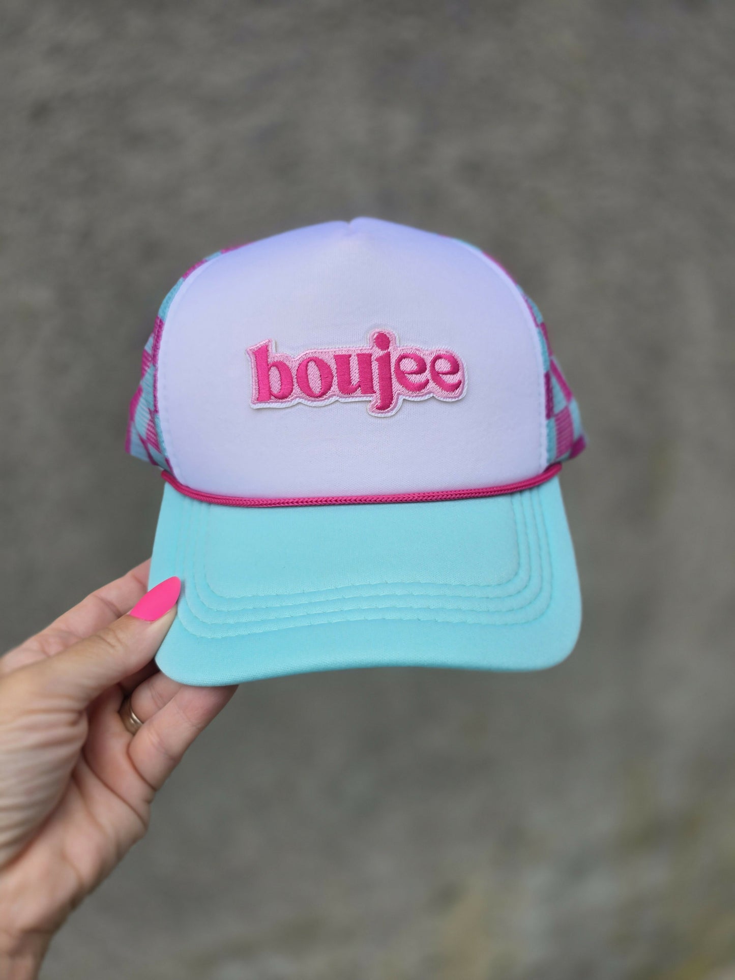 Boujee Two Tone Checkered Trucker Hat