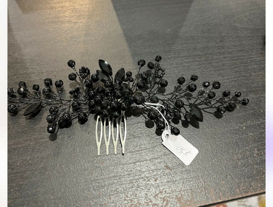 Black Floral Comb