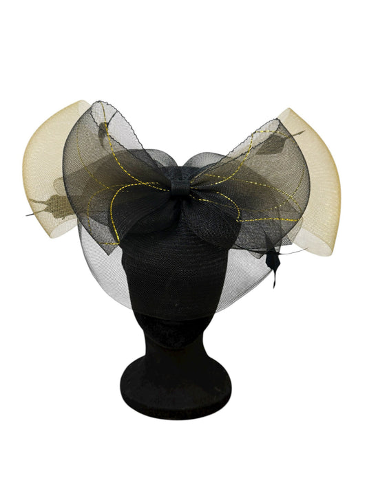 Jimmy Choo Inspired Headpiece - Black & Gold