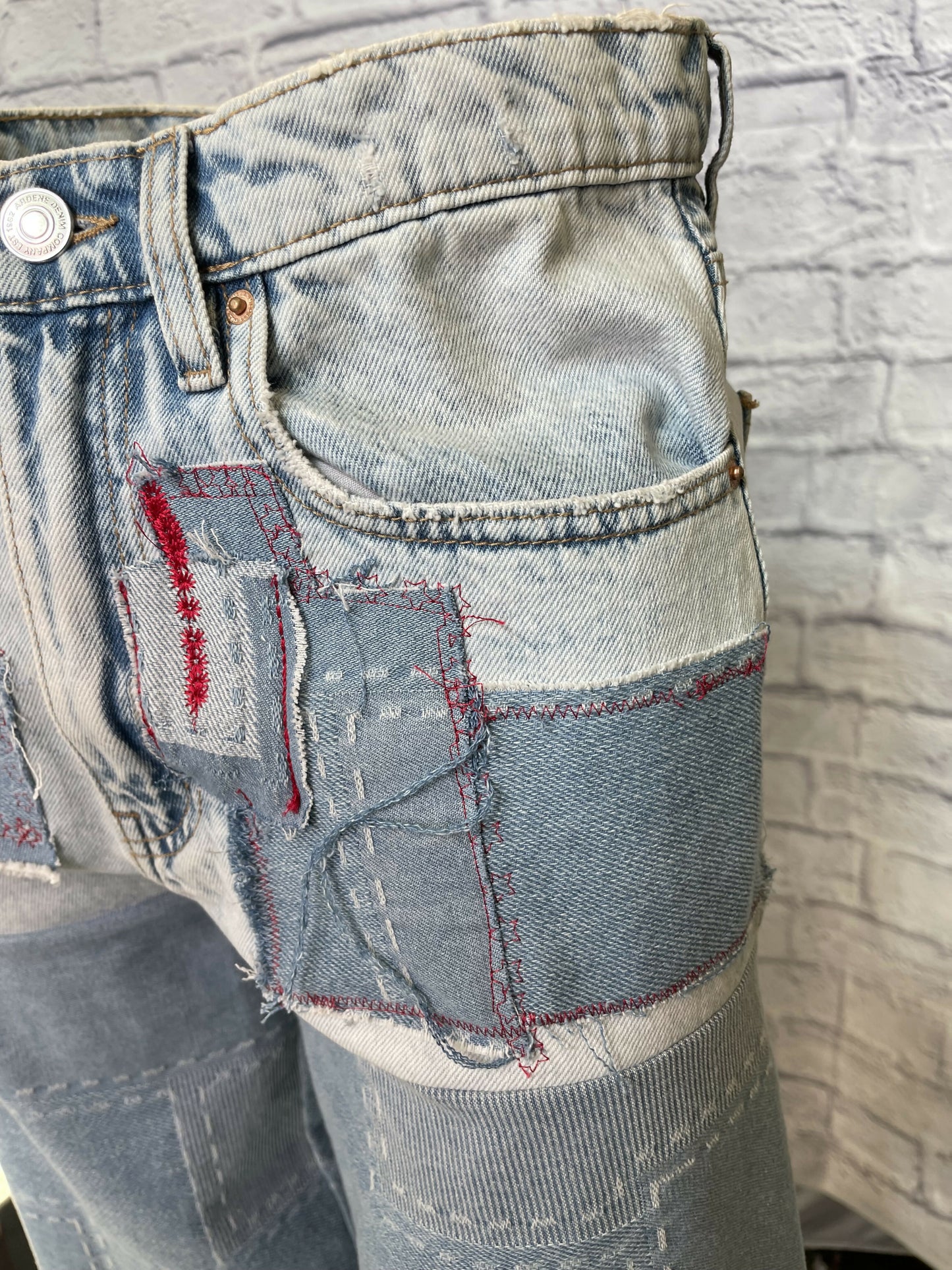 Denim jeans with patchwork