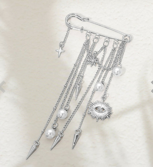 Evil Eye Safety Pin Brooch