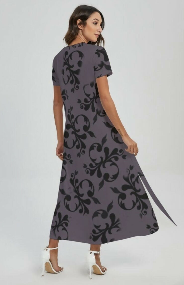 Women’s V-Neck Dress with Side Slits Sizes S-3XL
