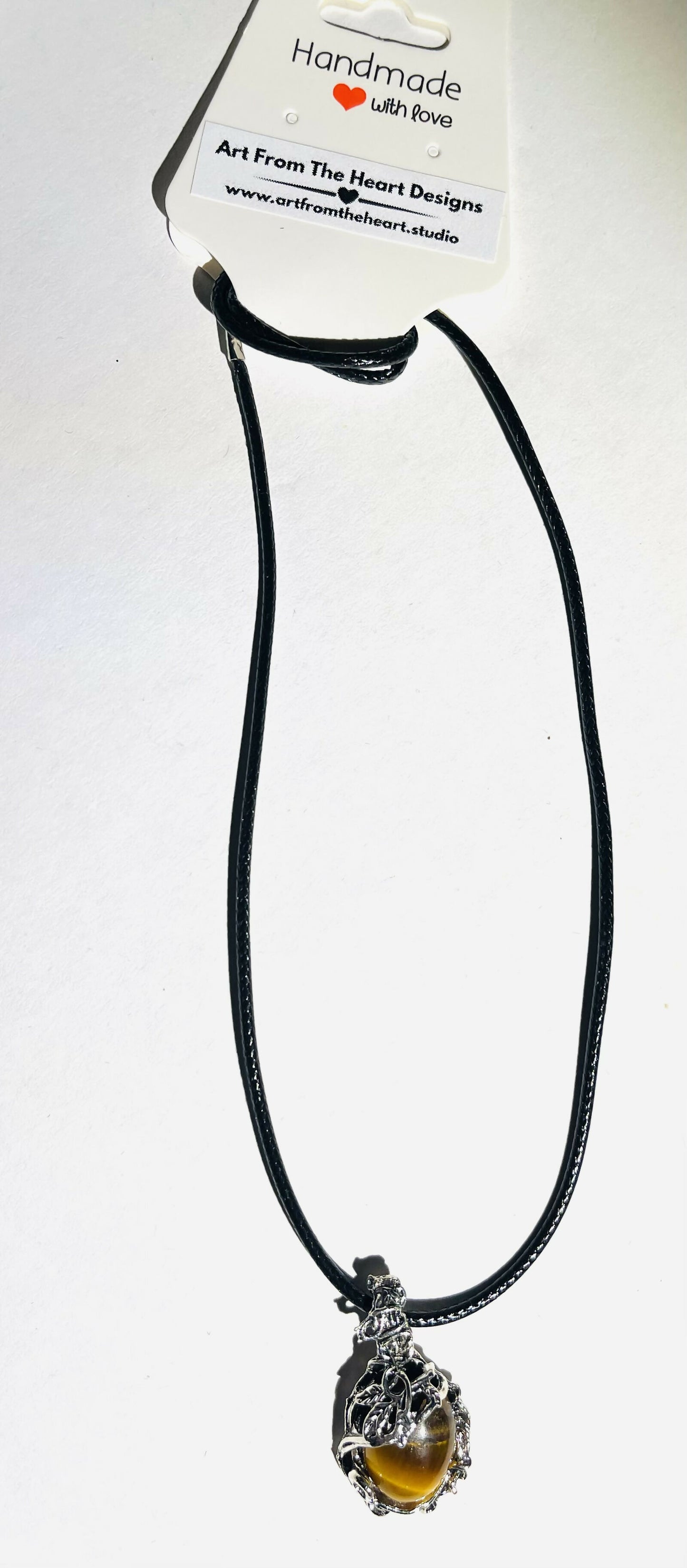 Gemstone Wrapped in Silver Flower Necklace
