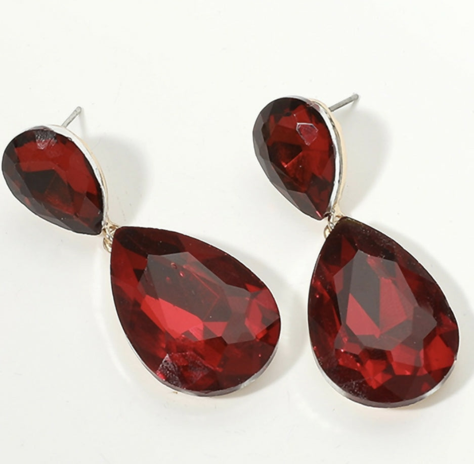 Red Crystal Teardrop Earring