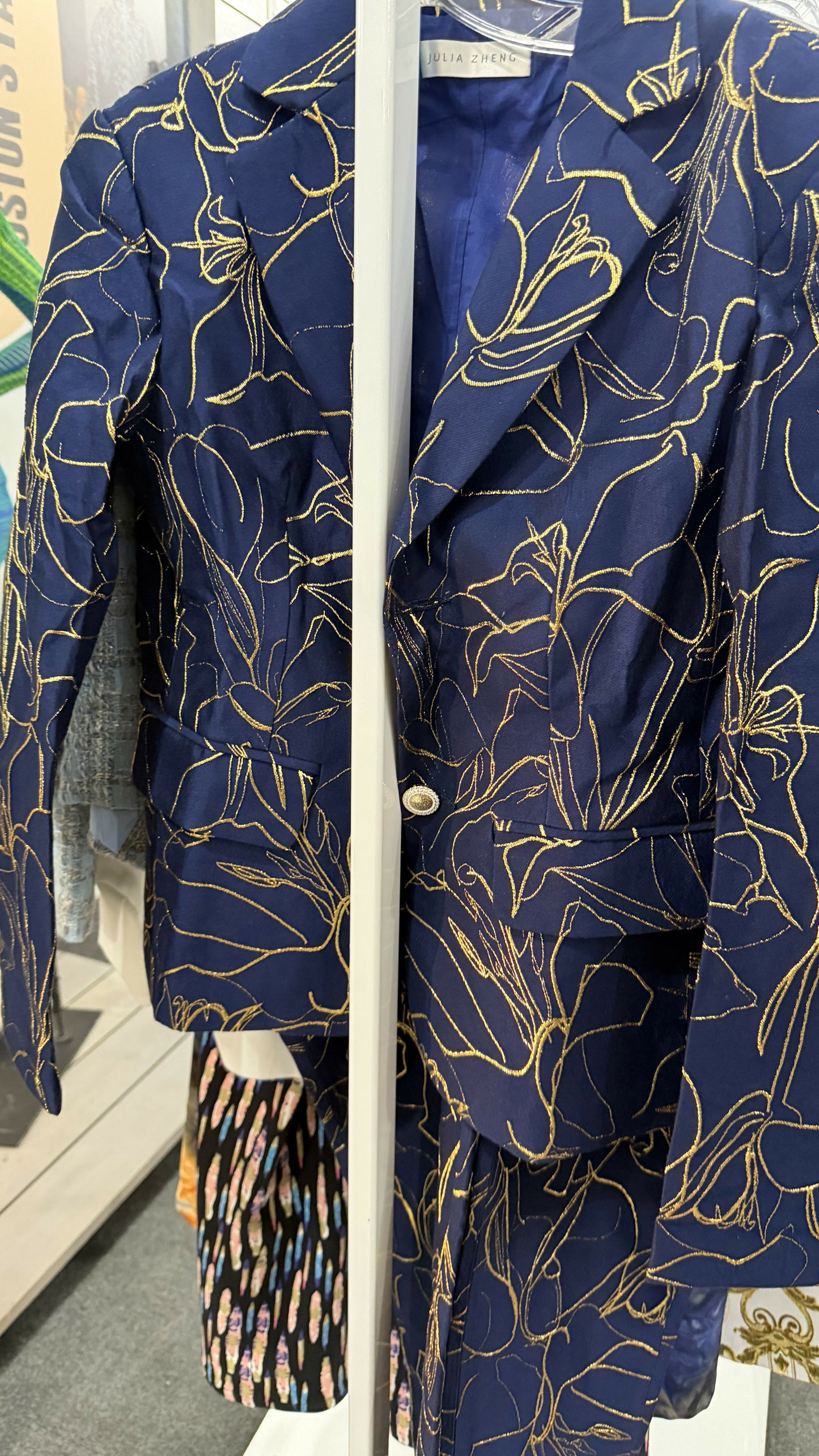 Navy blue jacquard jacket