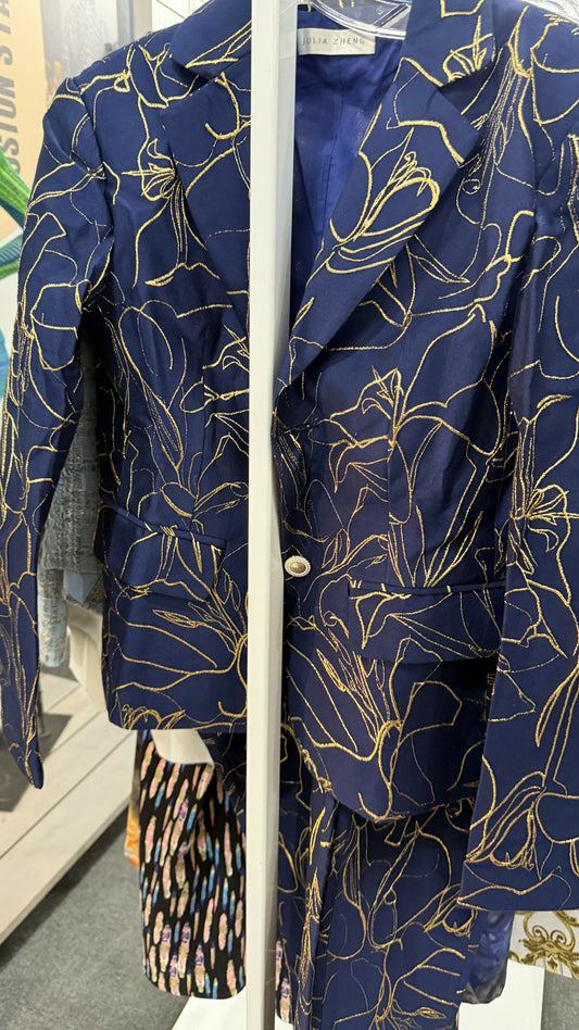 Navy blue jacquard jacket