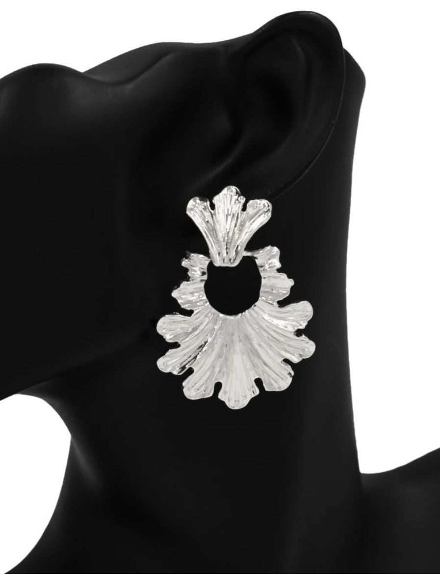 SilverTextured Metal Earring