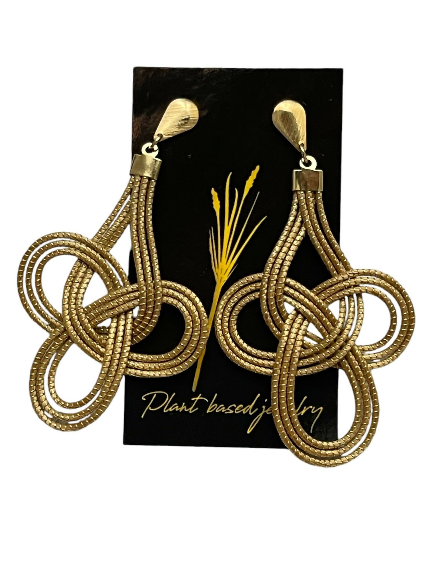 Golden Grass Tri Circle Braid Earrings