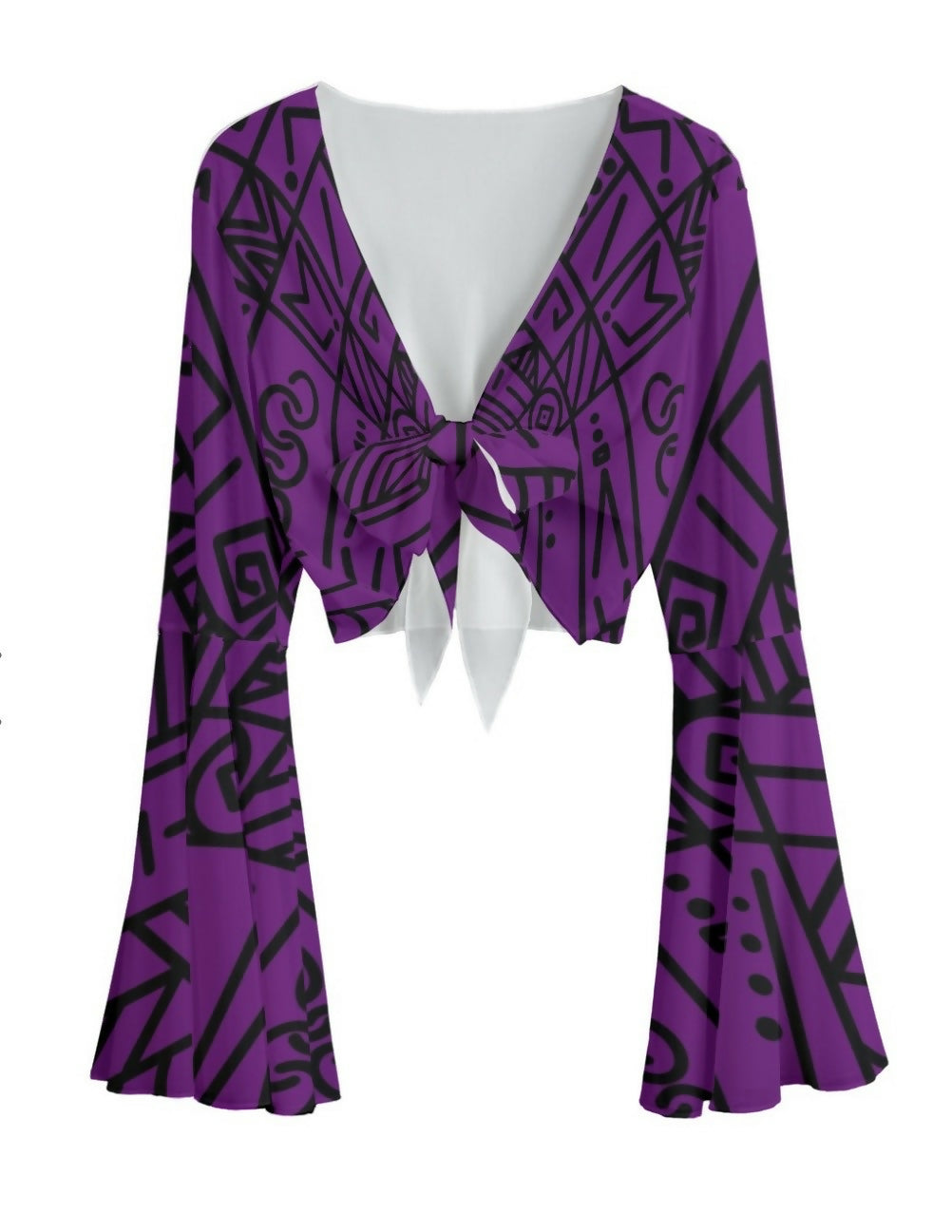Chiffon Bell Sleeve Blouse with Tie Sizes S-5XL in The Sahara