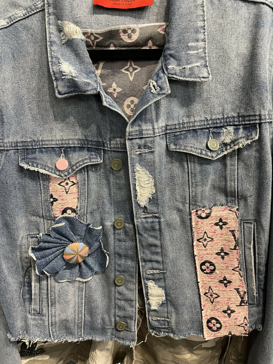 Denim with designer fabric